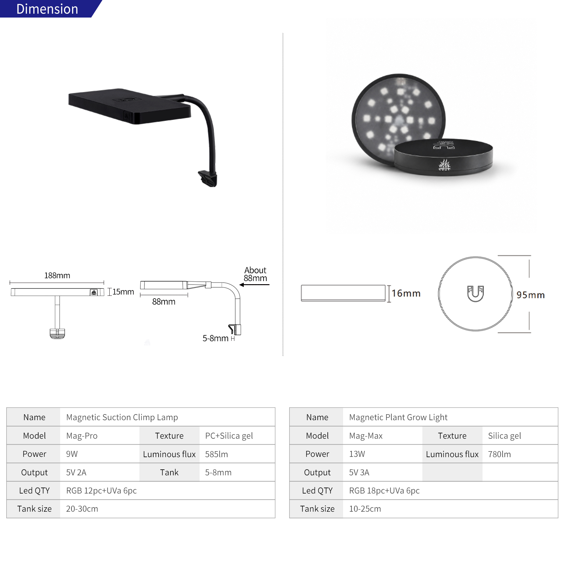 WEEK AQUA Mag-Pro Mag-Max Nano - Aquarium Marine Lights review and price